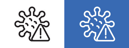 Virus Warning Alert icon logo sign vector outline in black and white colorのイラスト素材