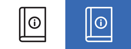 Information book icon logo sign vector outline in black and white colorのイラスト素材
