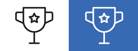 Trophy cup with star icon logo sign vector outline in black and white colorのイラスト素材