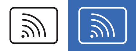 Screen cast icon logo sign vector outline in black and white colorのイラスト素材