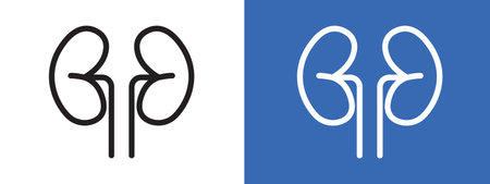 Human kidneys icon logo sign vector outline in black and white colorのイラスト素材