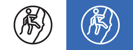 Climbing icon logo sign vector outline in black and white colorのイラスト素材