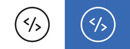 Coding icon logo sign vector outline in black and white colorのイラスト素材