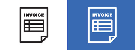 invoice icon logo sign vector outline in black and white colorのイラスト素材
