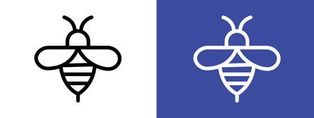 honey Bee icon logo sign vector outline in black and white colorのイラスト素材