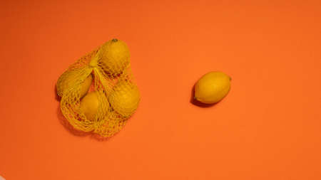 Minimal style. Minimalist Fashion photography. Lemon. Vitamin C. Creative minimal artの写真素材