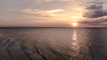 sunset over the Baltic sea view from a drone