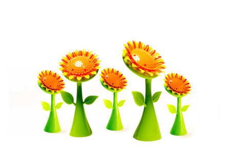 Sunflowers mock-up on white backgroundの写真素材