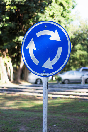 Traffic circle sign, Roundabout signの写真素材