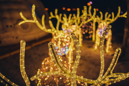 Christmas. New Year tree in the city. The image is not in focus, beautiful bokehの写真素材