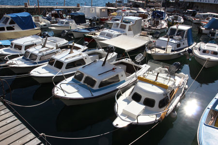 A lot of boats in the harbourの写真素材