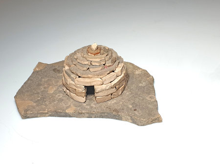 Model of a stone house in a field called BUNJA or KAZUN, Mediterranean, Croatian coast and islandsの写真素材