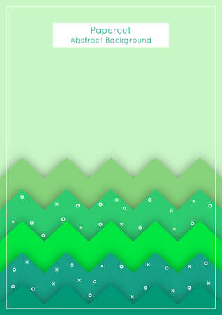 Abstract paper-cut background in zigzag style, green color toneのイラスト素材