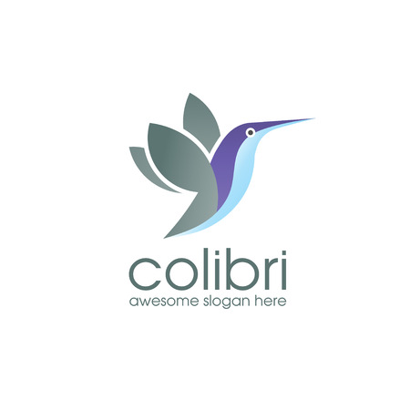 Colibri Logo Bird symbol design template. Hummingbird vector Bird cute character logo.のイラスト素材
