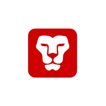 Lion head square vector- vector sign concept illustration. Lion head logo. Wild lion head graphic illustration. Design element.のイラスト素材