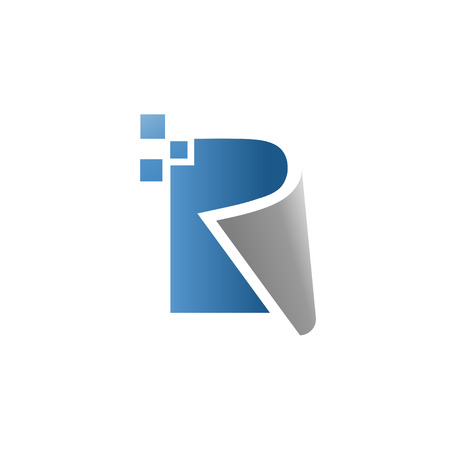 Creative letter r data technology logo vector concept, letter r book vectorのイラスト素材