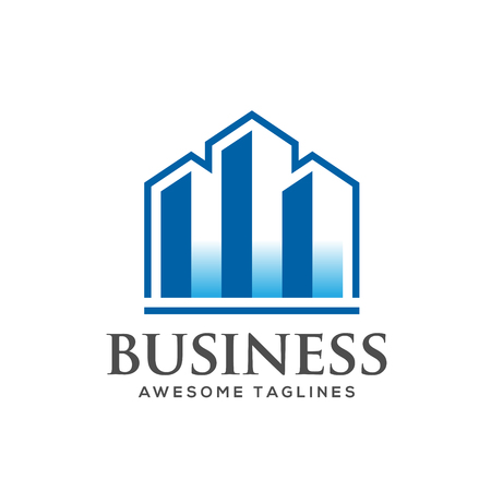 Architecture buildings skylines ,construction builder developer agency logo, badge real estate company vector illustration. Abstract creative corporate city house shape.のイラスト素材