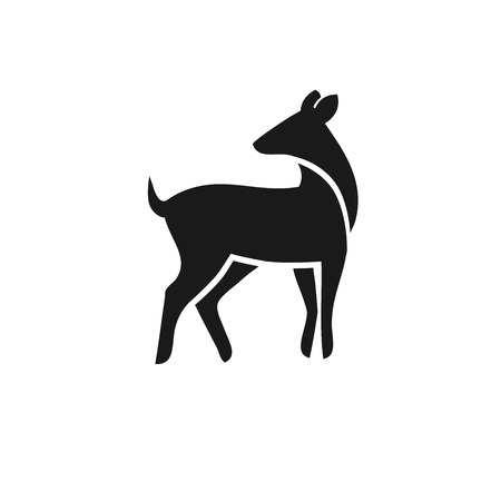 Animal Wild deer sign, Hand drawn design for nature park emblem. Decorative monochrome vector illustration of elk, best simple deer vector.のイラスト素材