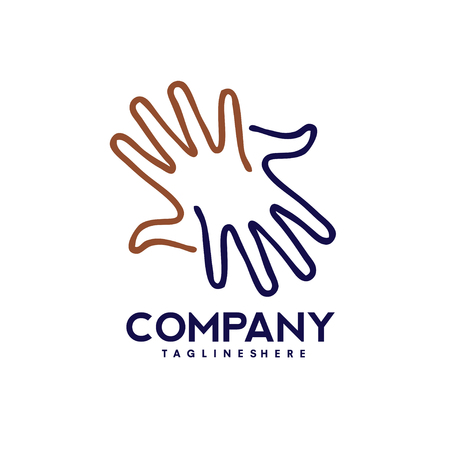 Hands lines Care logo. Abstract social hands logoのイラスト素材