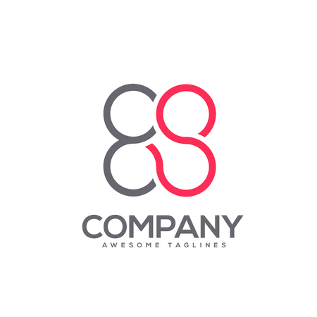 letter E and S circle connect logo concept , E and S Letter circle flat color logo designのイラスト素材