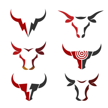 simple Buffalo head logo setのイラスト素材