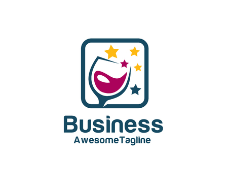 Wine glass logo design and party time logo iconのイラスト素材