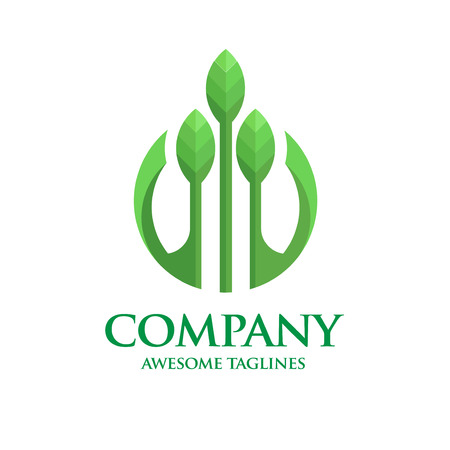 creative circle green leaf ecology nature element vector icon. leaf logo and abstract organic leaf logo.のイラスト素材