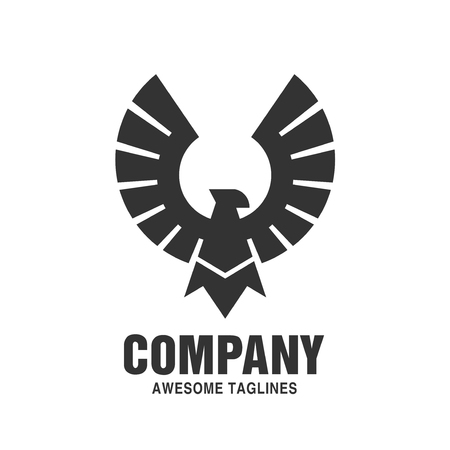 Falcon Eagle Bird Logo black color Template vector designのイラスト素材