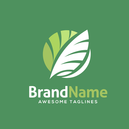 creative circle green leaf ecology nature element vector iconのイラスト素材