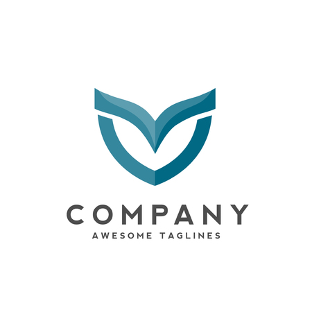 abstract wing and shield colorful logo conceptのイラスト素材