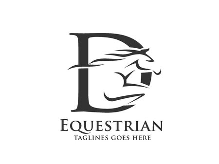 creative initial letter D with abstract running stallion logo vector conceptのイラスト素材