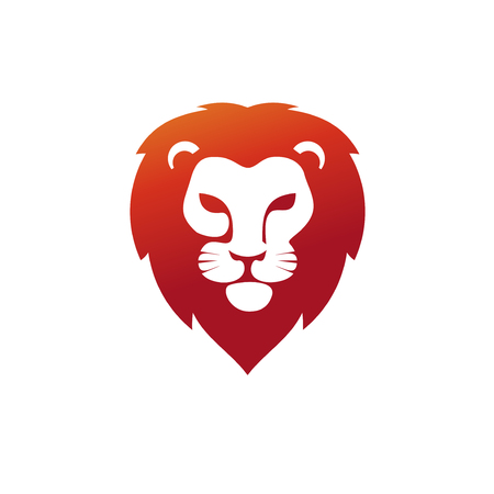 Lion head with red color logo vector graphic illustrationのイラスト素材