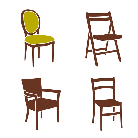Creative simple chair furniture logo set design conceptのイラスト素材