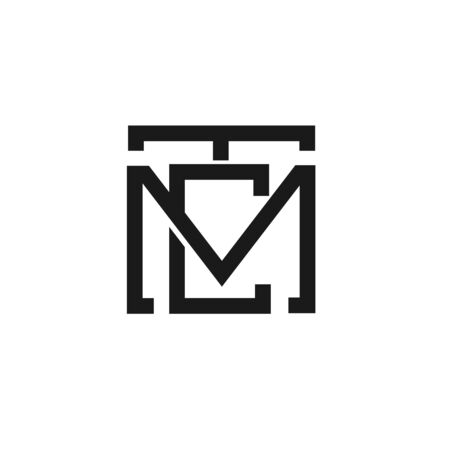 creative square initial letter TMC or TM monochrome color logo vector conceptのイラスト素材