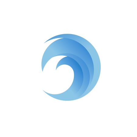 Blue Wave Logo Vector. Wave In Circle Shapeのイラスト素材