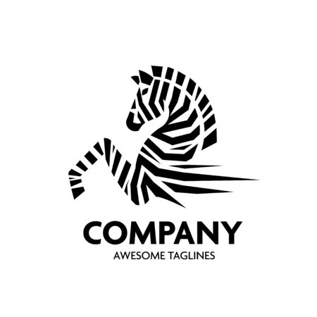 Vector Zebra Head logo on white backgroundのイラスト素材