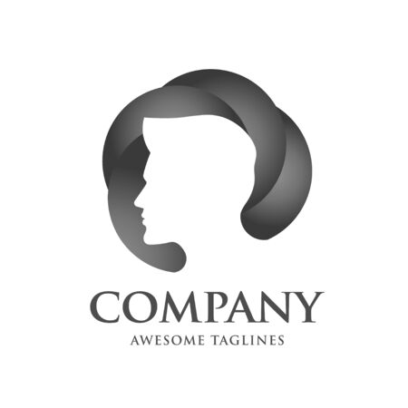 man silhouette head with modern color gradient background  vector conceptのイラスト素材