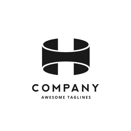 creative initial letter H logo base from ellipse shape vector conceptのイラスト素材