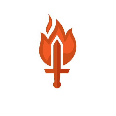 sword on fire vector, Magic weapon of a knight, a sorcerer, a magician. The medieval element of the game. Dangerous hotter the flamesのイラスト素材