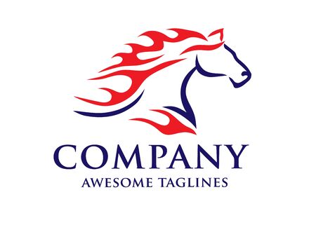 Horse with Fire logo concept vector template,Fast Speed Horse Logo Design Vectorのイラスト素材