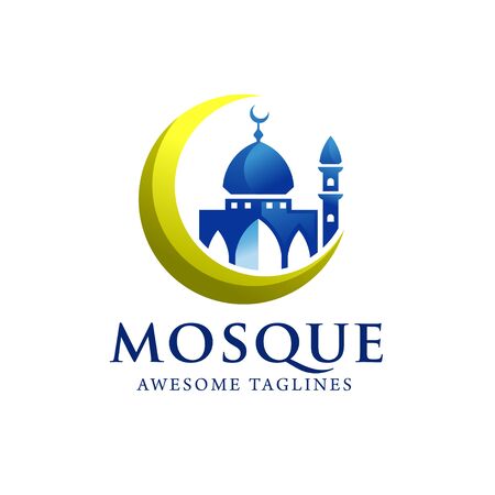 simple minimalist mosque building logo vector simple luxury icon illustration designのイラスト素材