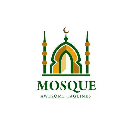 simple minimalist mosque building logo vector simple luxury icon illustration designのイラスト素材
