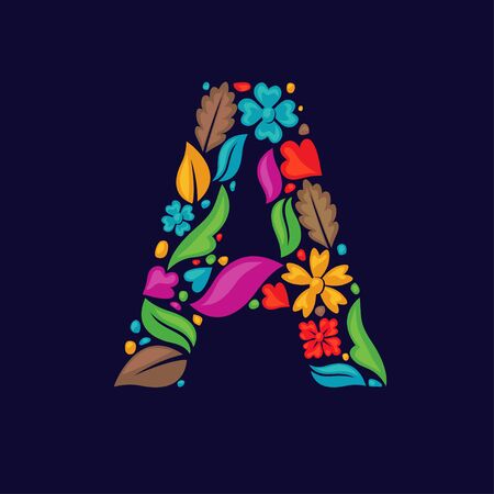 vector of Simple multi color flower shapes as initial letter aのイラスト素材