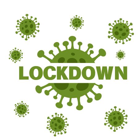 Corona virus covid-19 lock down illustration vectorのイラスト素材