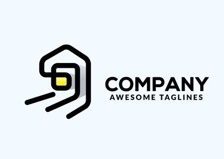 creative linear House minimalist vector logo vectorのイラスト素材