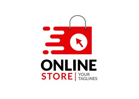 fast Online shopping or E-commerce logo vector design illustration, eCommerce online store logo.のイラスト素材