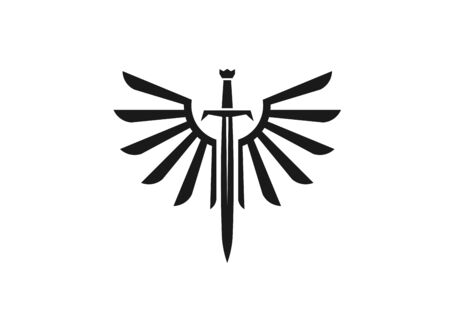 Sword and wings monogram color logo vector template illustrationのイラスト素材
