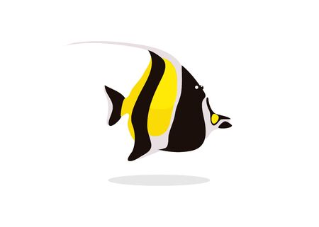 black and yellow angel fish on white background vector illustrationのイラスト素材