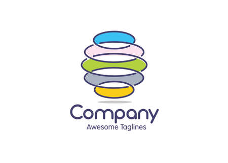 Business logo, abstract modern icon in shape of connected ellipse color , modern tech sign, creative ideaのイラスト素材