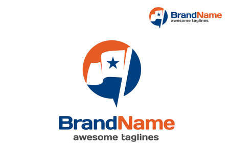 star flag circle color vector logo conceptのイラスト素材